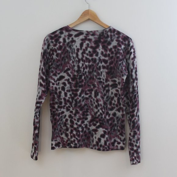 Jones New York Signature Leopard Print Silk Sweater - Picture 2 of 3